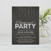 ブラック&シルバーグリッタールック婚約パーティ 招待状 (スタンド正面)