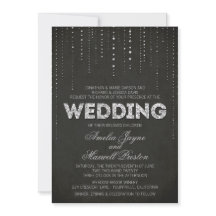 ブラック&シルバーグリッタールック結婚式招待状