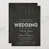 ブラック&シルバーグリッタールック結婚式招待状 招待状 (正面/裏面)