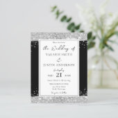 ブラック&シルバーグリッター結婚式招待状 (スタンド正面)
