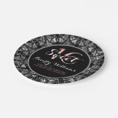 ブラック&シルバーグレーフローラレーススウィート16 ペーパープレート (アングル)