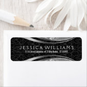 ブラック&シルバーグレーヴィンテージフローラダマスク ラベル (インサイチュ)