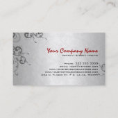 ブラック&シルバーグレーヴィンテージ抽象芸術フローラデザイン 名刺 (裏面)