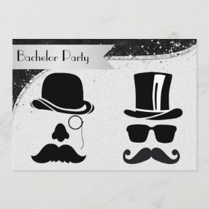 ブラック&シルバーゲイバチュラーパーティ招待状 招待状