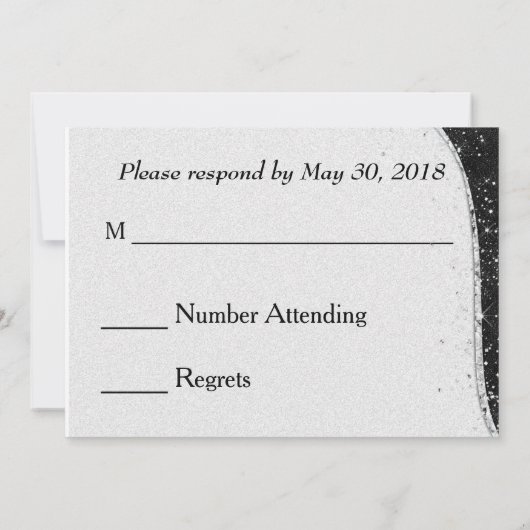 ブラック&シルバーゲイ結婚式招待状RSVP 招待状 (裏面)