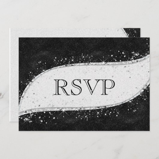 ブラック&シルバーゲイ結婚式招待状RSVP 招待状 (正面/裏面)