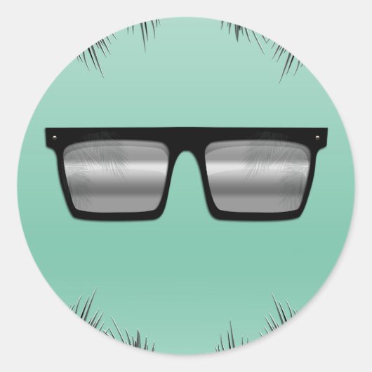 ブラック&シルバーサングラスティール(緑がかった色)スウィート16プールパーティー ラウンドシール (正面)