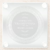 ブラック&シルバーサークルフレーム結婚25thデザイン ガラスコースター (裏面)