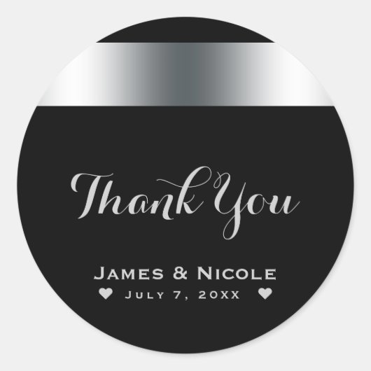 ブラック&シルバーシックエレガントディナーパーティーのお気に入り ラウンドシール (正面)