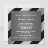 ブラック・シルバーストライプ・ボーイ・ファースト・コミュニオン 招待状 (裏面)