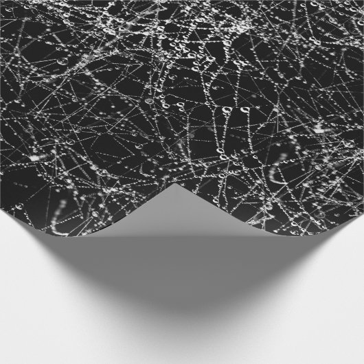 ブラック&シルバースパイダーウェブズシックハローウィンパーティ ラッピングペーパー (角)