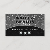 ブラック&シルバースパークルグリッターシメリーダイヤモンド 名刺 (正面)