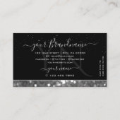 ブラック&シルバースパークルグリッターダイヤモンドモノグラム 名刺 (裏面)