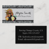 ブラック&シルバーゼブラグリッター買い物客名刺 名刺 (正面/裏面)