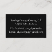 ブラック&シルバーゼブラグリッター買い物客名刺 名刺 (裏面)