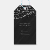 ブラック&シルバーダイアモンドきらきら光るグラムスパークルパーティー ギフトタグ (正面)