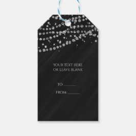 ブラック&シルバーダイアモンドきらきら光るグラムスパークルパーティー ギフトタグ