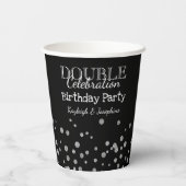 ブラック&シルバーダブルお祝いバースデーパーティー 紙コップ (裏面)