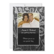 ブラック&シルバーダマスクフォト招待状