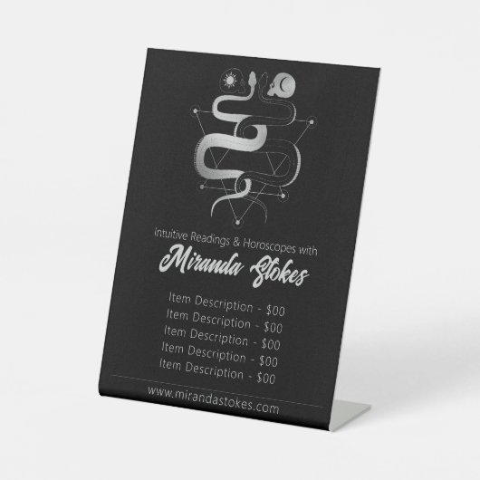 ブラック&シルバーツインヘビゴシックタロット価格表 台座サイン (正面)