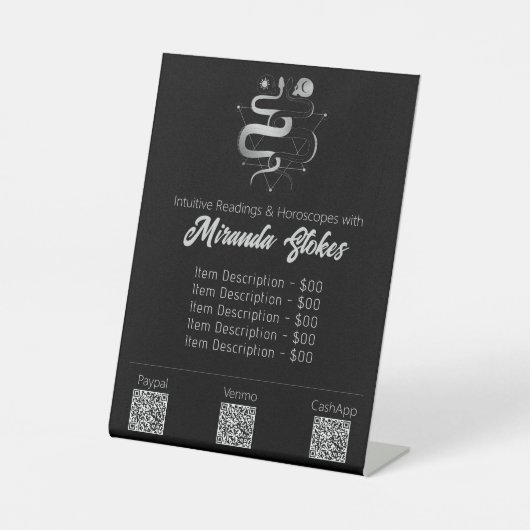 ブラック&シルバーツインヘビゴシックタロット価格表 台座サイン (正面)