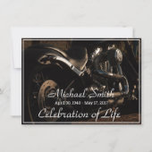 ブラック&シルバーバイクお祝い・オブ・ライフ 招待状 (正面)