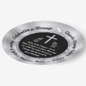 ブラック、シルバーパーソナライズされた、クリスチャン紙プレート ペーパープレート (アングル)