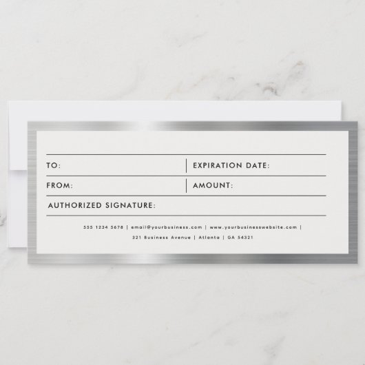 ブラック&シルバービジネスギフト証明書券 (正面)