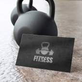 ブラック&シルバーフィットネストレーナーケトルベルバーベル 名刺