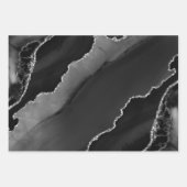 ブラック&シルバーフェイクグリッターアゲート ラッピングペーパーシート (正面2)