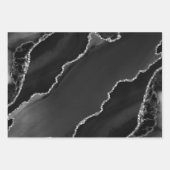 ブラック&シルバーフェイクグリッターアゲート ラッピングペーパーシート (正面)