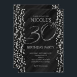 ブラック&シルバーフェイクグリッターグラム30 30th Birthday 招待状<br><div class="desc">ブラック&シルバーフェイクグリッターグラム30 30th誕生日招待状。カスタマイズイベント</div>