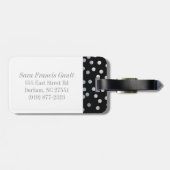 ブラック&シルバーフェイクグリッターシティドットモノグラム ラゲッジタグ (裏面横)