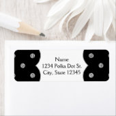 ブラック&シルバーフェイクフォイル水玉模様住所 シール (インサイチュ)