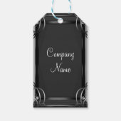 ブラック&シルバーホリデエレガントィー企業のパーティー ギフトタグ (裏面)