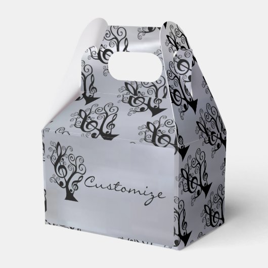 ブラック&シルバーミュージックトレブルクレフ、 音符記号ツリーゲーブルボックス フェイバーボックス (正面サイド)