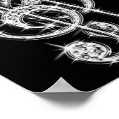 ブラック/シルバーミュージックノート&スティレット40歳の誕生日 ポスター (角)