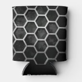 ブラック&シルバーメタル画像の追加名前をカスタムする 缶クーラー (正面)