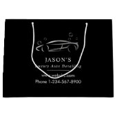 ブラック&シルバーラグジュアリーオートディテールカークリーニング ラージペーパーバッグ (正面)