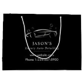 ブラック&シルバーラグジュアリーオートディテールカークリーニング ラージペーパーバッグ (裏面)