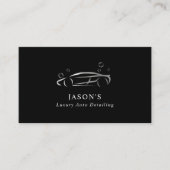 ブラック&シルバーラグジュアリーオートディテールカークリーニング 名刺 (正面)