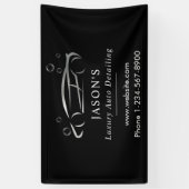 ブラック&シルバーラグジュアリーオートディテールカークリーニング 横断幕 (縦)