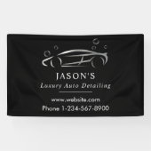 ブラック&シルバーラグジュアリーオートディテールカークリーニング 横断幕 (横)