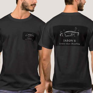 ブラック&シルバーラグジュアリーオートディテールカークリーニング Tシャツ