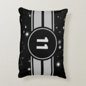 ブラック&シルバーレーシングストライプズStarlight アクセントクッション (裏面(縦))