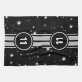 ブラック&シルバーレーシングストライプズStarlight キッチンタオル (横)