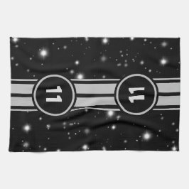 ブラック&シルバーレーシングストライプズStarlight キッチンタオル