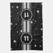 ブラック&シルバーレーシングストライプズStarlight キッチンタオル (縦)