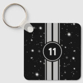 ブラック&シルバーレーシングストライプズStarlight キーホルダー (正面)