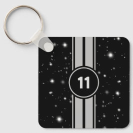 ブラック&シルバーレーシングストライプズStarlight キーホルダー